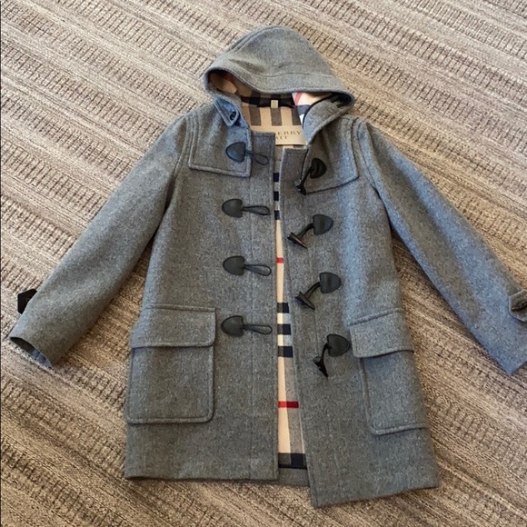 Burberry checker duffle wool trench coat